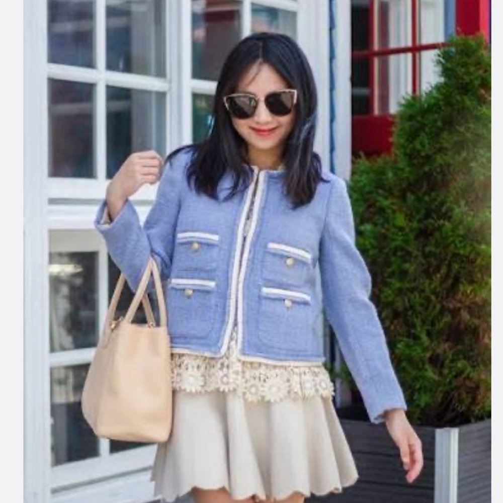 J. Crew France’s Lady Jacket Pale Seascape Maritime Tweed SIZE 2 - Picture 5 of 10